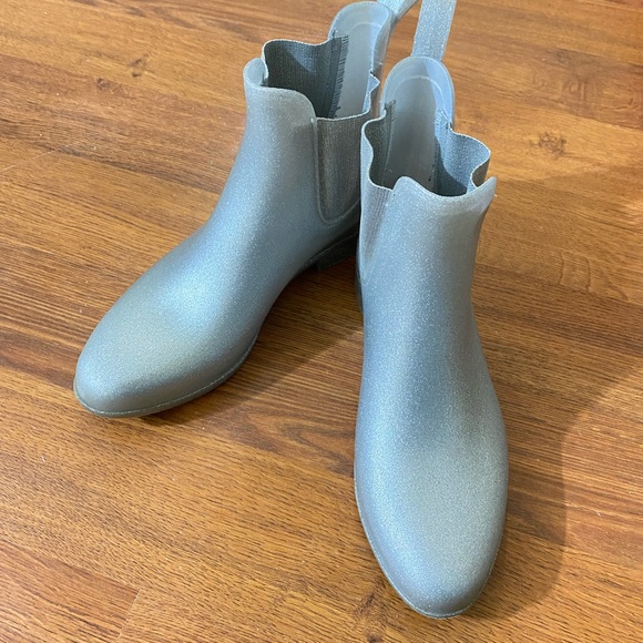 J. Crew Glitter Metallic Chelsea Rain Boots Size 9 - Picture 7 of 8